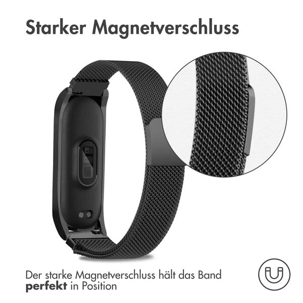 imoshion Mailändische Magnetarmband für das Xiaomi Mi Band 5 / 6 - Schwarz