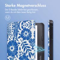 imoshion Design Slim Hard Case Sleepcover mit Stand Kobo Libra 2 / Tolino Vision 6 - Flower Tile
