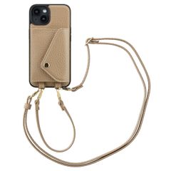 Selencia Sera Kordel-Hulle mit Kartenhalter-Umschlag für das iPhone 14 - Beige