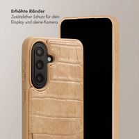 Selencia Nova Croco HandyHülle mit Kordel und Kartenhalter Samsung Galaxy A57 (5G) - Toasted Almond