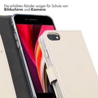 Selencia Echtleder Klapphülle für das voor iPhone SE (2022 / 2020) / 8 / 7 / 6(s) - Greige