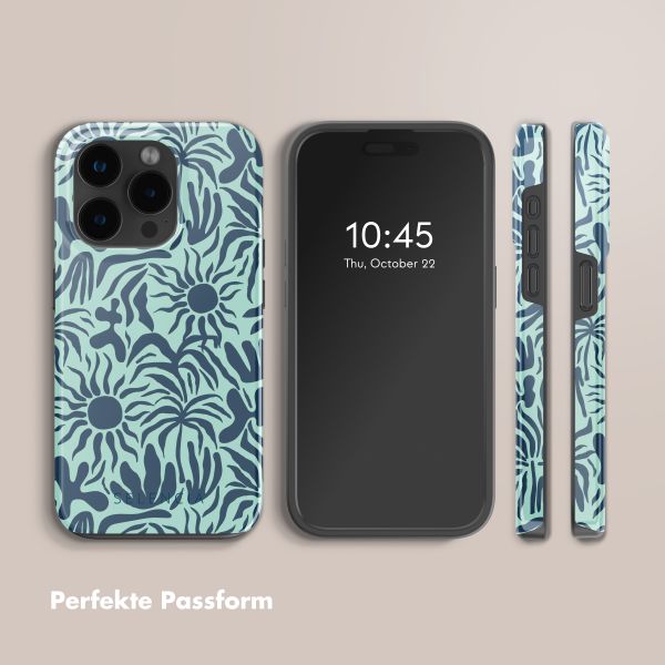 Selencia Vivid Tough Back Cover mit MagSafe für das iPhone 15 Pro Max - Tropical Vibes Light Blue