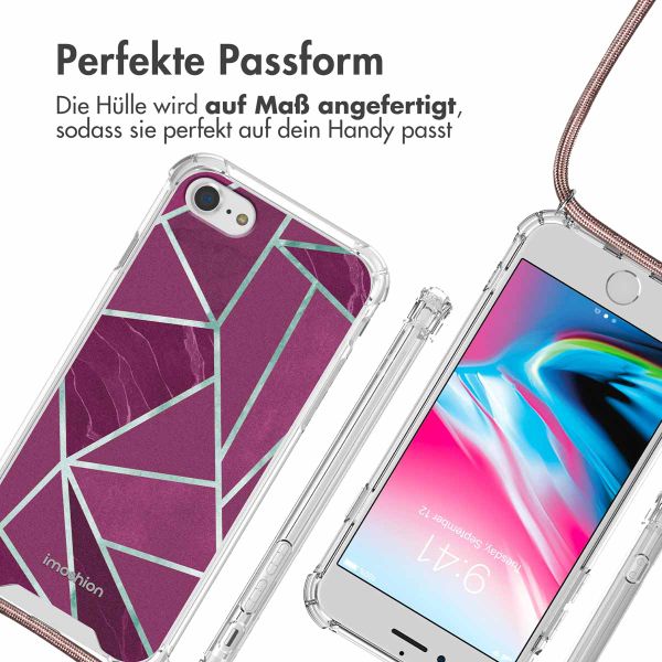 imoshion Design Hülle mit Band Apple iPhone SE (2022 / 2020) / 8 / 7 - Bordeaux Graphic