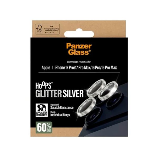 PanzerGlass Kameraprotektor Hoops Optic Rings für das Apple iPhone 17 Pro / Apple iPhone 17 Pro Max - Glitzersilber