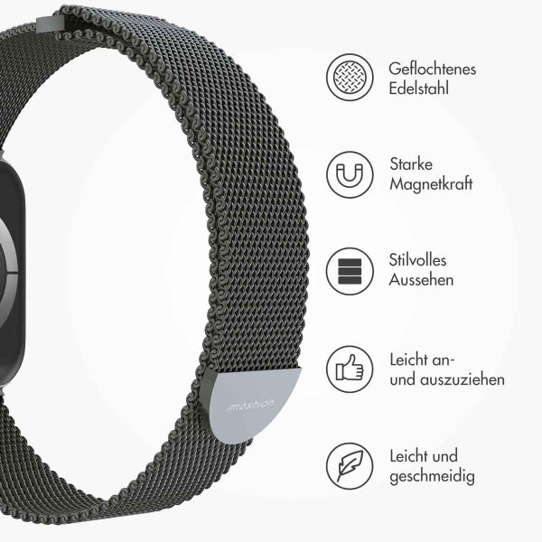 imoshion Magnetisches Milanaise Armband für das  Apple Watch Series 1 - 9 / SE (38/40/41 mm) | Series 10 / 11 (42 mm) - Größe S - Space Grey