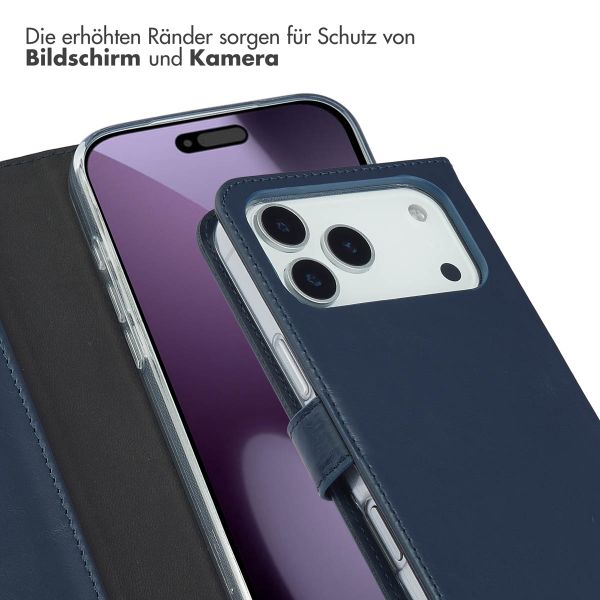 Selencia Echtleder Klapphülle Apple iPhone 17 Pro Max - Blau