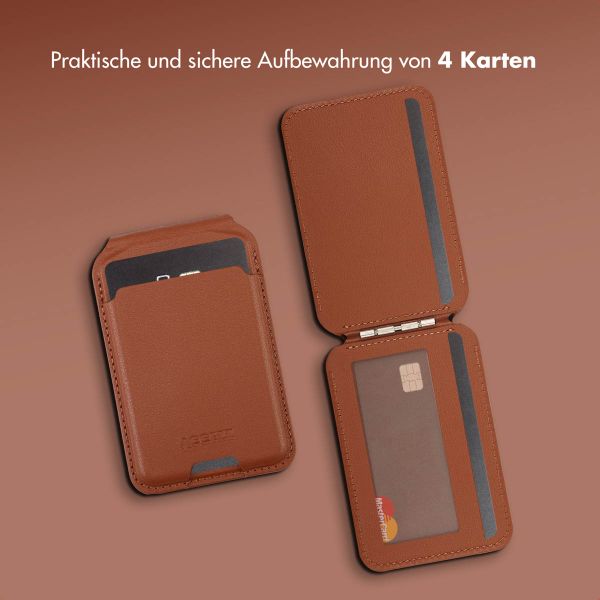 Accezz Leder-Wallet mit Standfunktion - Geeignet für MagSafe und Qi2 - Sienna Brown