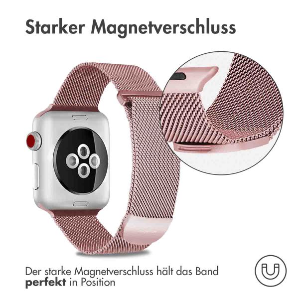 imoshion Mailändische Magnetarmband für die Apple Watch Series 1-10 / SE / Ultra (2) - 42/44/45/46/49 mm - Größe M - Rosa