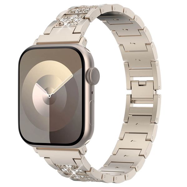 Selencia Sparkle Armband für das  Apple Watch Series 1 t/m 9 / SE (38/40/41 mm) | Series 10 / 11 (42 mm) - Champagne Gold