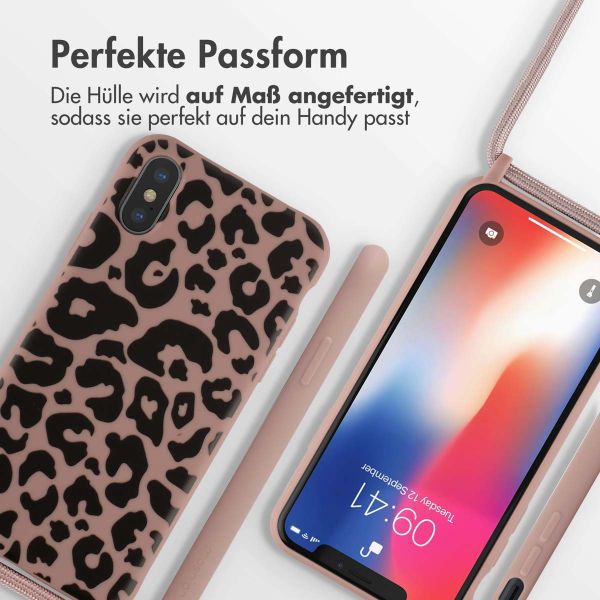 imoshion Silikonhülle design mit Band für das iPhone X / Xs - Animal Pink