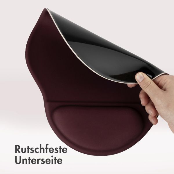 imoshion Ergonomisches Mauspad - Mauspad mit Handgelenkstütze - 30 x 25 cm - Bordeaux