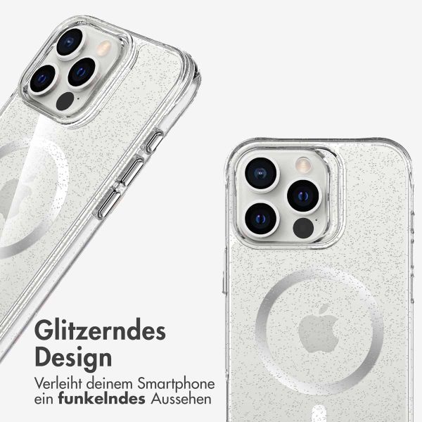 imoshion Klare Glitter Backcover mit MagSafe Apple iPhone 16 Pro - Silber
