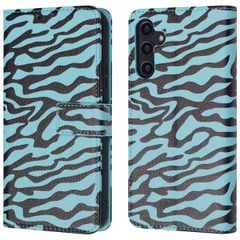 imoshion Design Klapphülle Samsung Galaxy A14 (5G/4G) - Black Blue Stripes