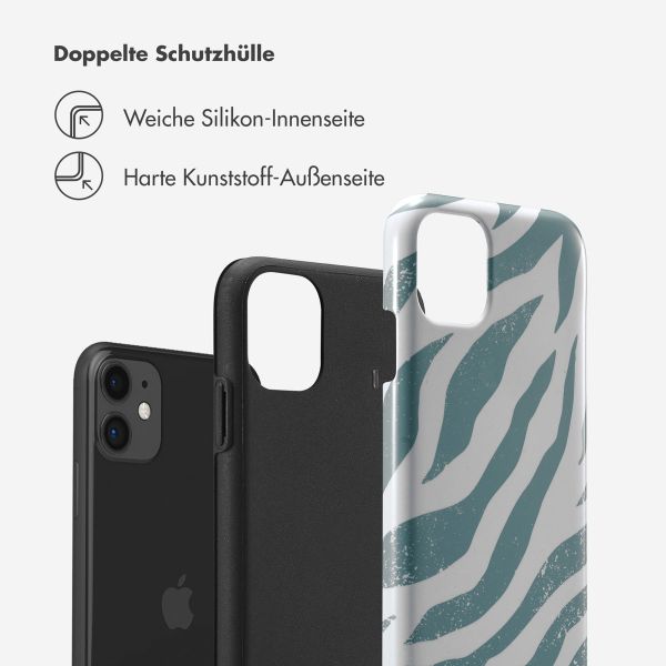 Selencia Vivid Back Cover Apple iPhone 11 - Colorful Zebra Pine Blue