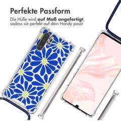 imoshion Design Hülle mit Band Huawei P30 Pro - Cobalt Blue Flowers Connect