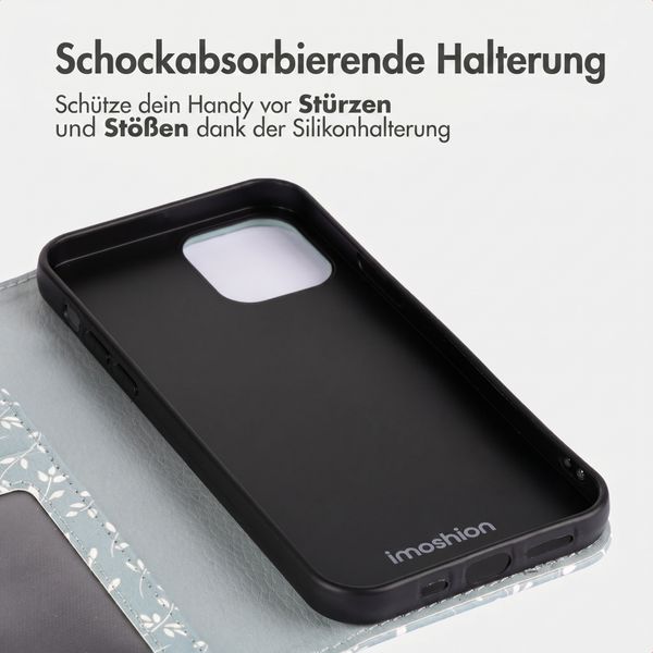 imoshion Design Klapphülle Apple iPhone 14 - Smoke Green Flowers