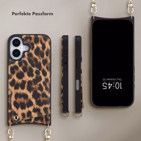Selencia Nova HandyHülle mit Kordel und Kartenhalter Apple iPhone 17 - Leopard