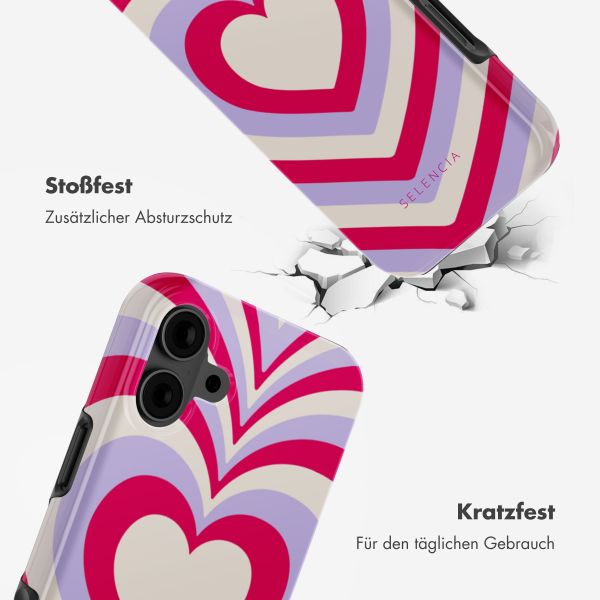 Selencia Vivid Tough Back Cover MagSafe für das iPhone 16 - Double Hearts Rubine Red Lilac