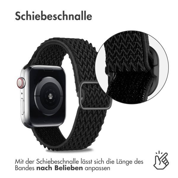 imoshion Elastisches Nylonarmband für das  Apple Watch Series 1 t/m 9 / SE (38/40/41 mm) | Series 10 / 11 (42 mm) - Schwarz