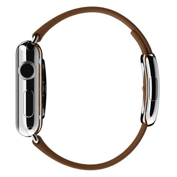 Apple Leather Band Modern Buckle für das  Apple Watch Series 1 t/m 9 / SE (38/40/41 mm) | Series 10 / 11 (42 mm) - Größe M - Braun