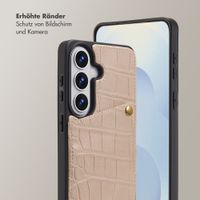 Selencia Nova Croco HandyHülle mit Kordel und Kartenhalter Samsung Galaxy S26 - Beige