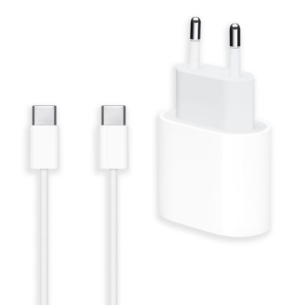 Apple Set USB-C | USB-C Power Adapter 20 Watt + USB-C auf USB-C Ladekabel - 2 Meter - Weiß