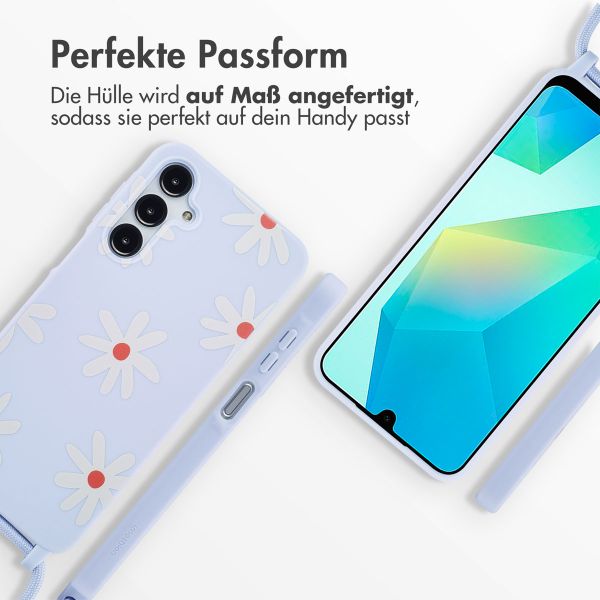 imoshion Silikonhülle design mit Band für das Samsung Galaxy A16 5G - Lila Flower Distance