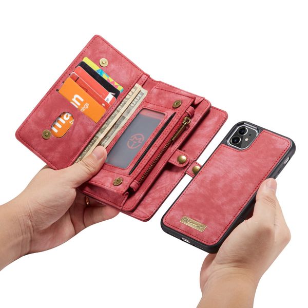 CaseMe Luxuriöse 2-in-1-Portemonnaie-Klapphülle Leder Rot für iPhone 11