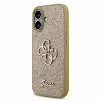 Guess 4G Metal Logo Back Cover mit Glitter Apple iPhone 17 - Gold