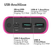 imoshion Powerbank - 20.000 mAh - Schnelles Aufladen und Power Delivery - Hot Pink