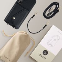 Selencia Sera HandyHülle mit Kordel und Umschlag-Kartenhalter Samsung Galaxy S25 FE - Schwarz