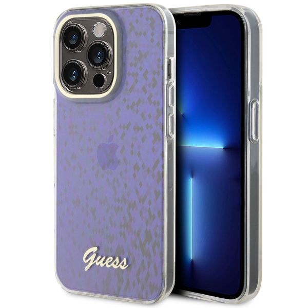 Guess Faceted Mirror Back Cover für das iPhone 15 Pro - Blau