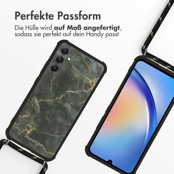 imoshion Design Hülle mit Band für das Samsung Galaxy A34 (5G) - Black Marble