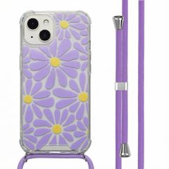imoshion Design Hülle mit Band Apple iPhone 13 - Tropical Violet Flowers Connect