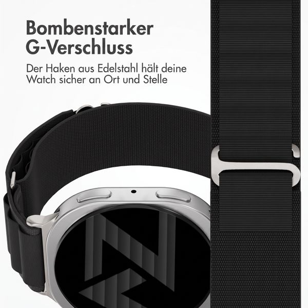 Accezz Nylon Alpine Armband für Samsung Galaxy Watch 9 (40/44mm) / Watch 8 (40/44mm) / Classic (46mm) - Schwarz