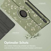 imoshion 360° drehbare Design Klapphülle für das Samsung Galaxy Tab S10 Ultra / Tab S9 Ultra - Green Flowers