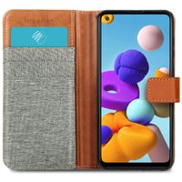 imoshion Luxuriöse Canvas-Klapphülle Samsung Galaxy A21s - Grau