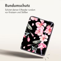 imoshion Design Slim Hard Case Klapphülle Kobo Clara HD - Blossom Watercolor Black