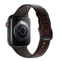 WiWu Vintage Lederarmband für das  Apple Watch Series 1 t/m 11 / SE / Ultra (44/45/46/49 mm) - Dunkelbraun