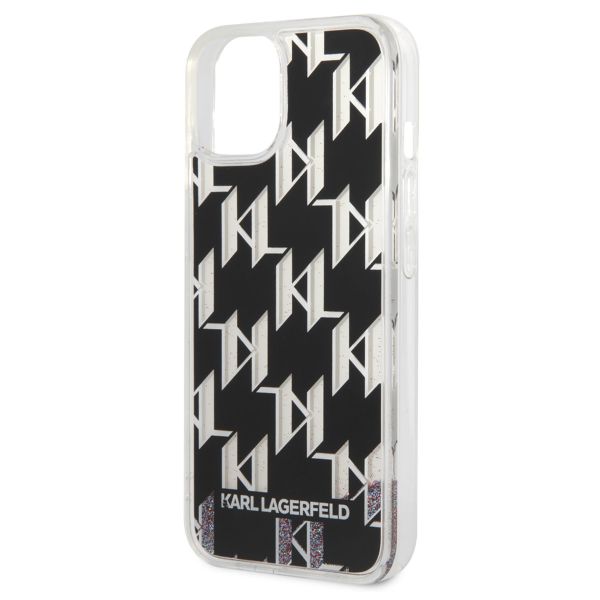 Karl Lagerfeld Liquid Glitter Cover Monogram für das iPhone 14 - Schwarz