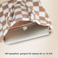 Selencia Zaya Tote Bag - Teddy Laptoptasche 16 Zoll - Checkered Beige