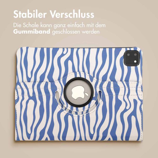 imoshion 360° drehbare Design Klapphülle für das iPad Pro 11 (2024) M4 - White Blue Stripes