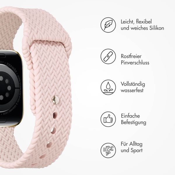 imoshion Geflochtenes Silikonarmband für die Apple Watch Series 1 bis 9 / SE (38/40/41 mm) | Series 10 (42 mm) - Rosa