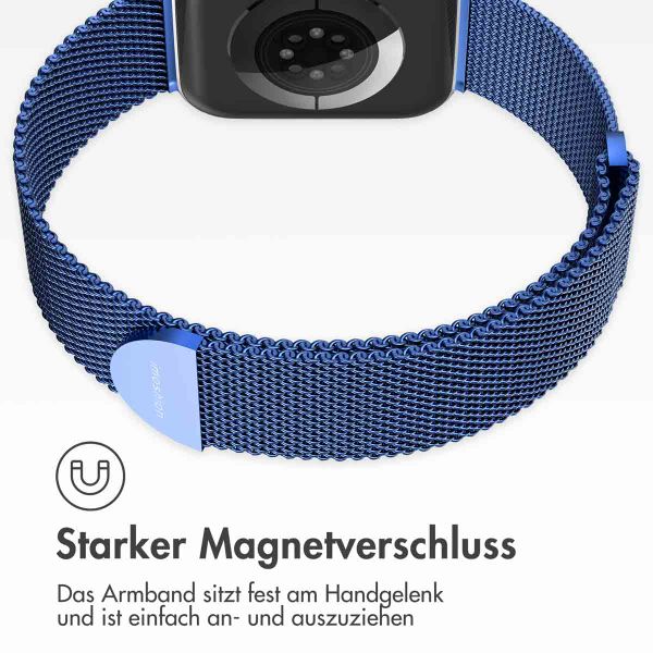 imoshion Magnetisches Milanaise Armband für das  Apple Watch Series 1 - 9 / SE (38/40/41 mm) | Series 10 / 11 (42 mm) - Größe S - Blau