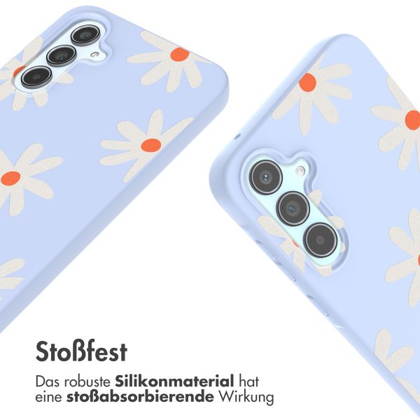 imoshion Silikonhülle design mit Band für das Samsung Galaxy A55 - Lila Flower Distance