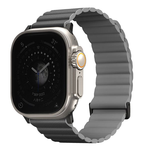 Uniq Revix Premium Edition doppelseitiges Armband für die Apple Watch Series 1 bis 10 / SE / Ultra (2) (44/45/46/49 mm) - Anthrazit/Aschgrau