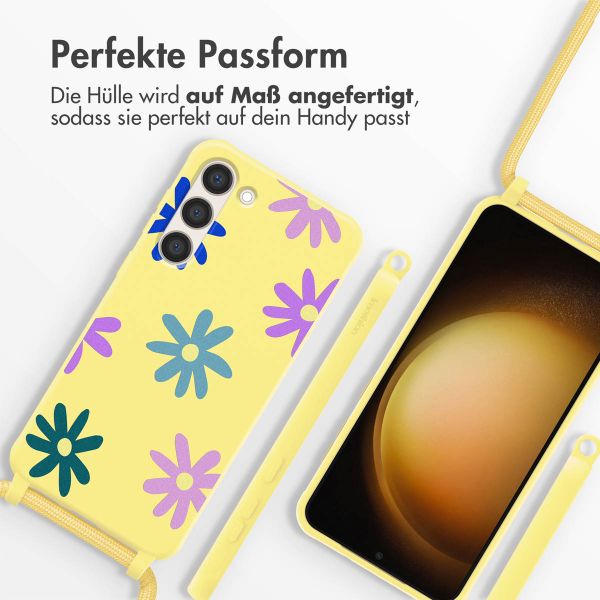 imoshion Silikonhülle design mit Band für das Samsung Galaxy S23 - Yellow Flower Distance