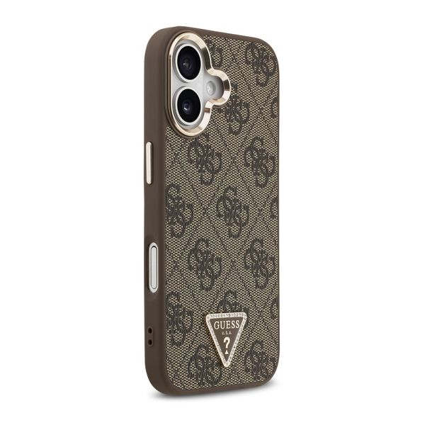Guess Classic Triangle Logo Leather Back Cover mit MagSafe Apple iPhone 17 - Braun