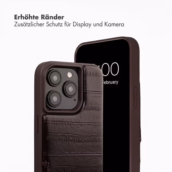 Selencia Nova Echtleder Backcover mit Kartenhalter Apple iPhone 15 Pro - Dark Chocolate