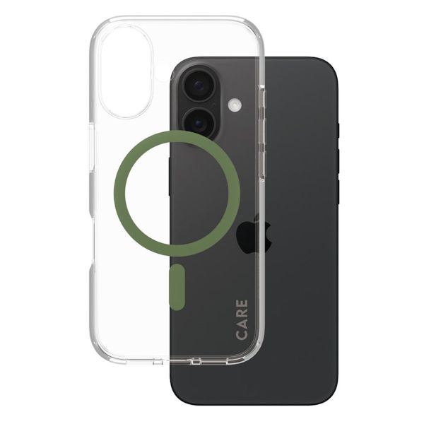 CARE by PanzerGlass Urban Combat Case MagSafe für das iPhone 16 - Transparent / Grün